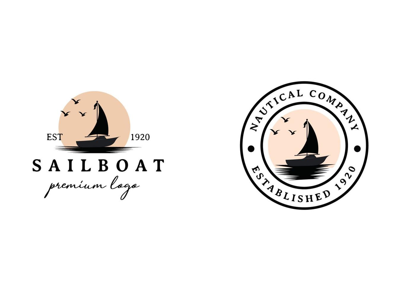 Sailboat vintage logo, poster. Nautical emblem with sailboat. vector