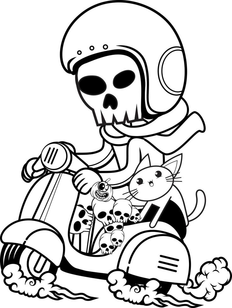 Happy Halloween coloring book with funny rider vector