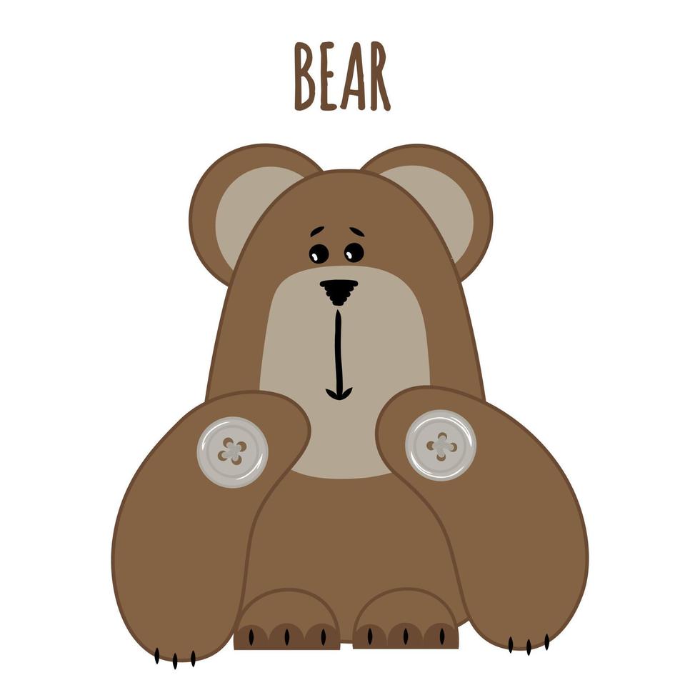 Vector cartoon style bear character for animation. Isolated on white background. The hero of the fairy tale Teremok