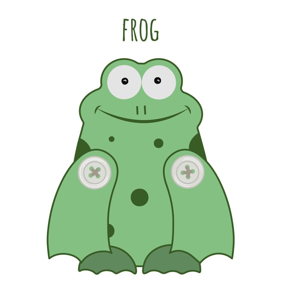 Vector cartoon style green Frog character for animation. Isolated on white background. The hero of the fairy tale Teremok