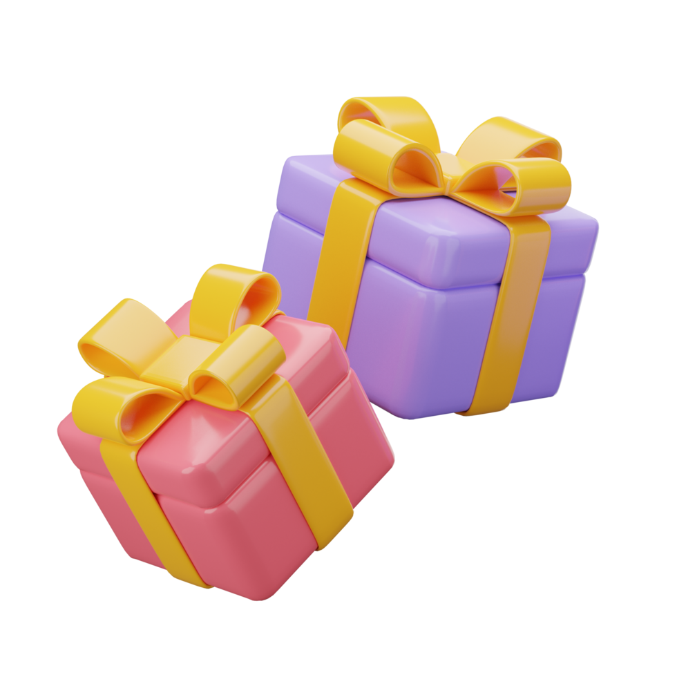 3D two giftboxes png