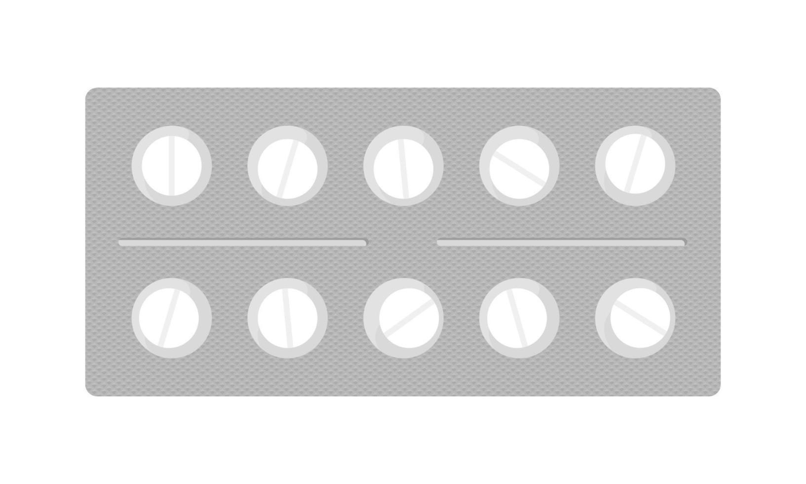 Blister of white pills on isolated white background vector