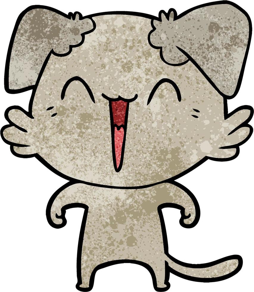 Retro grunge texture cartoon dog laughing vector