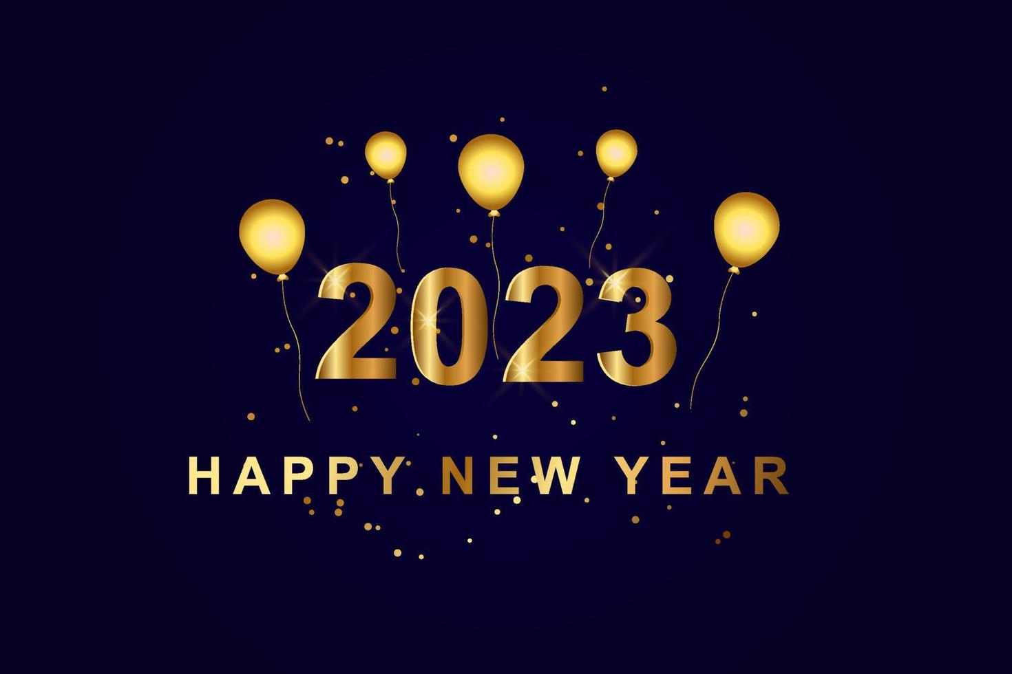 2023 golden New Year sign golden color on dark blue background. Vector illustration of happy new year 2023
