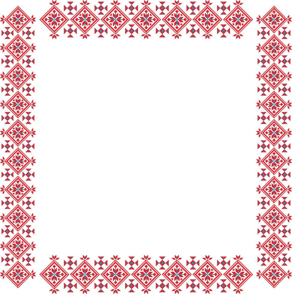 Vector frame with a Ukrainian ornament, a square seamless pattern, a square frame
