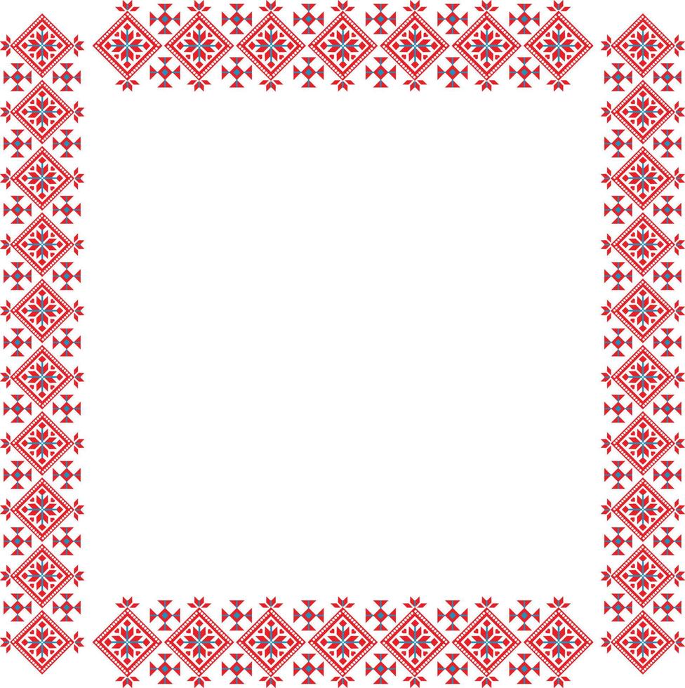 Vector frame with a Ukrainian ornament, a square seamless pattern, a square frame