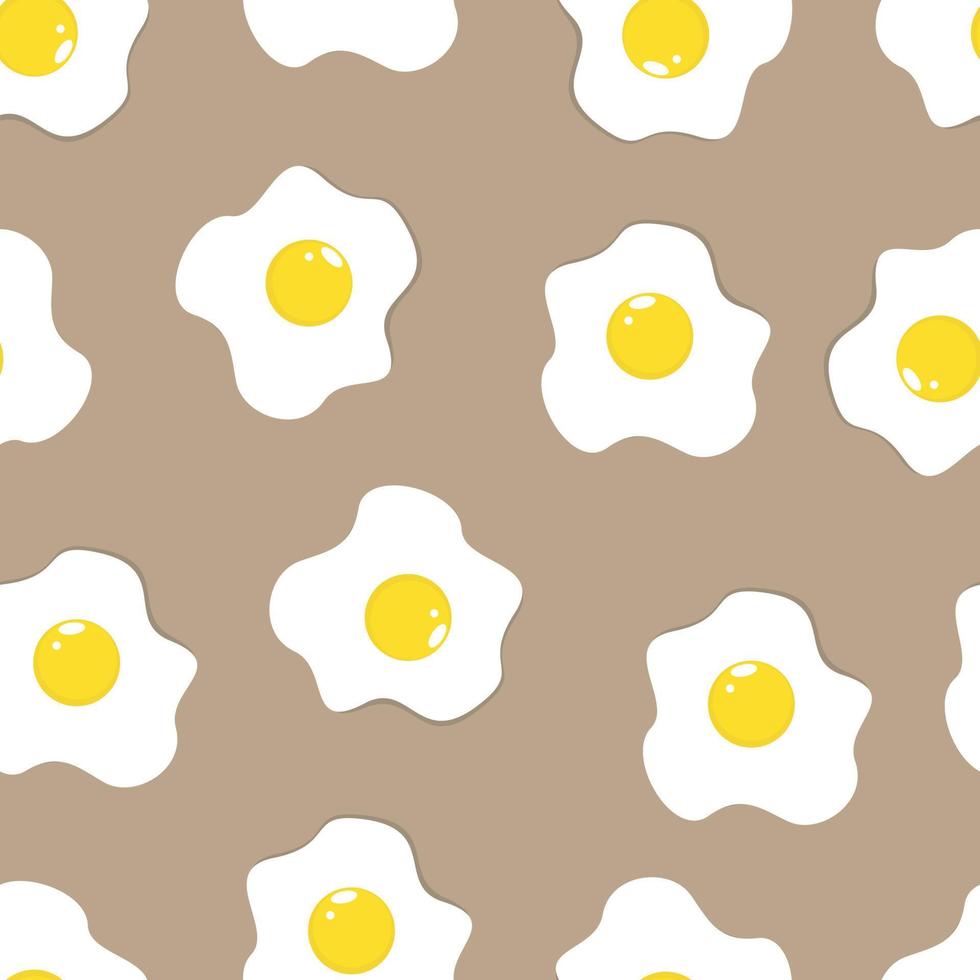 Eggs pattern, fried scrambled eggs flat style seamless pattern vector