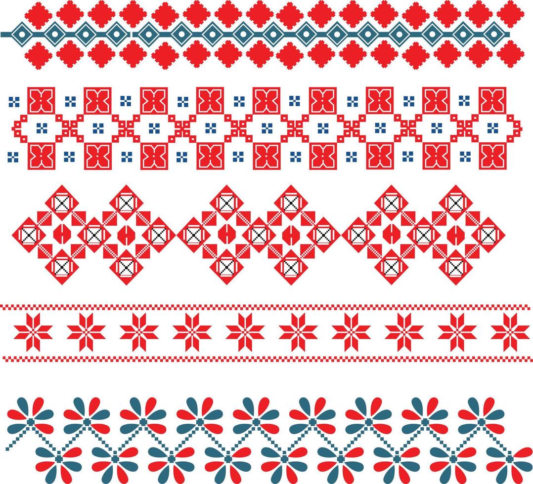 Ukrainian national ornament, slovenian ethnic pattern repeating pattern, seamless vector elements