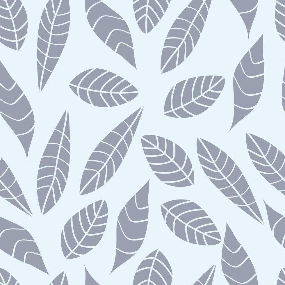 Foliage silhouette seamless pattern, pastel colored monochrome background vector