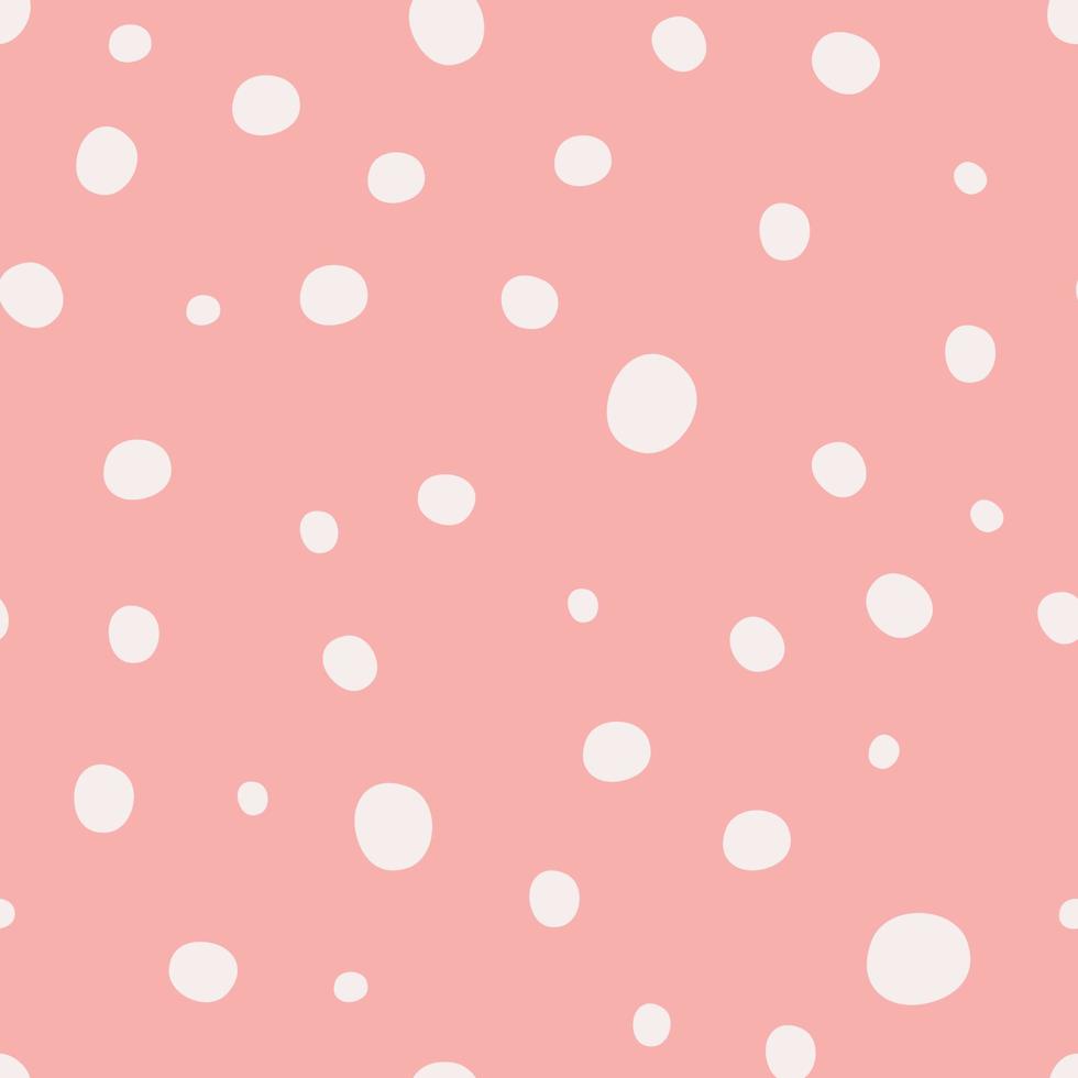 Polka dot pattern pastel colors, soft pink background with white chaotic circles vector