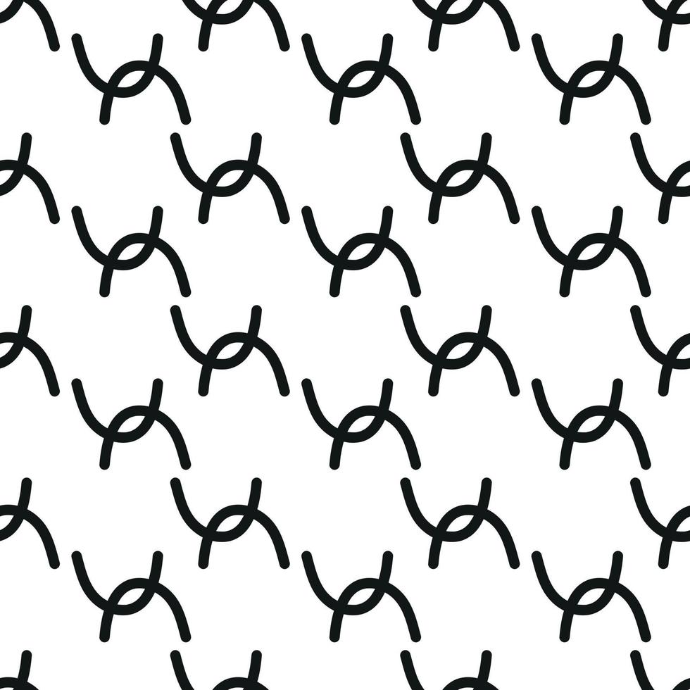 Black and white doodle pattern, seamless background with arc elements, minimalist hand drawn print vector