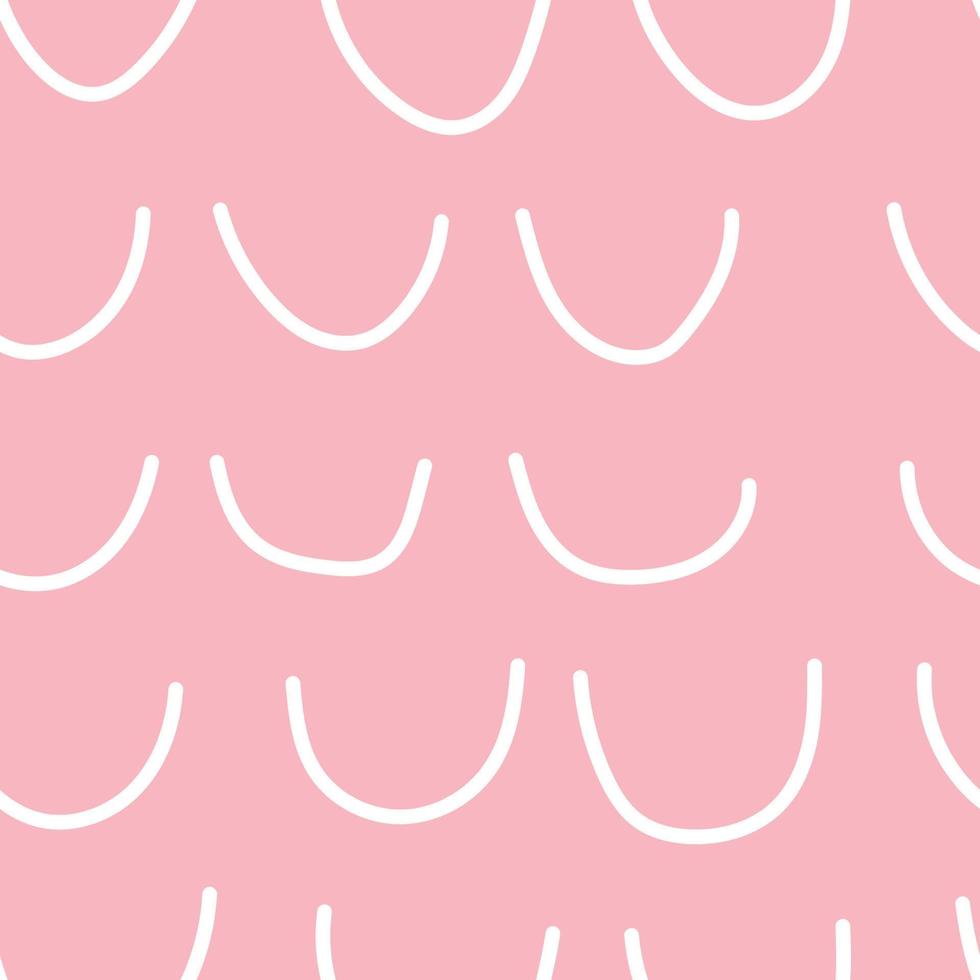 Abstract seamless pattern, white arcs on pale pink background, minimalistic vector