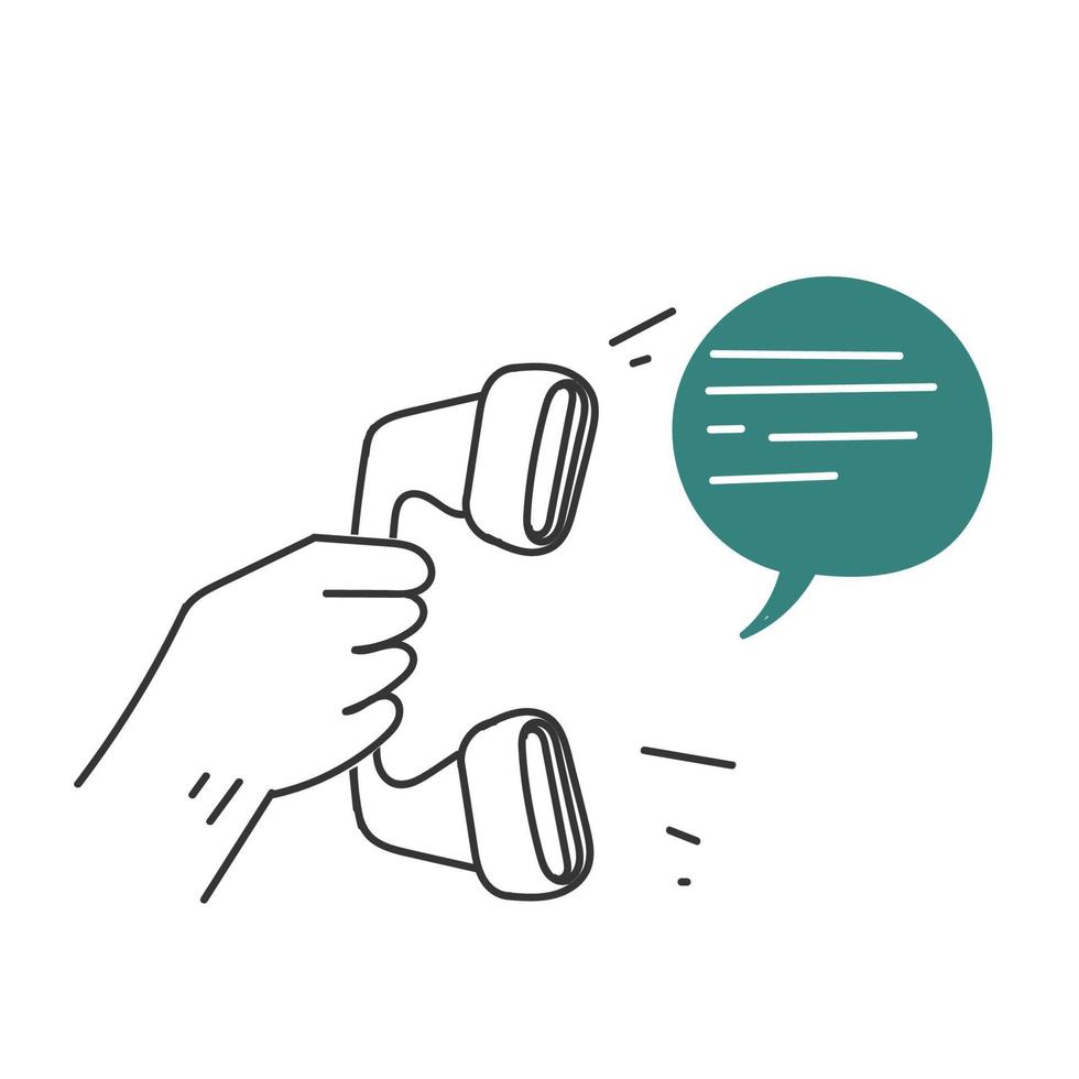 hand drawn doodle bubble talk from old telephone illustration vector