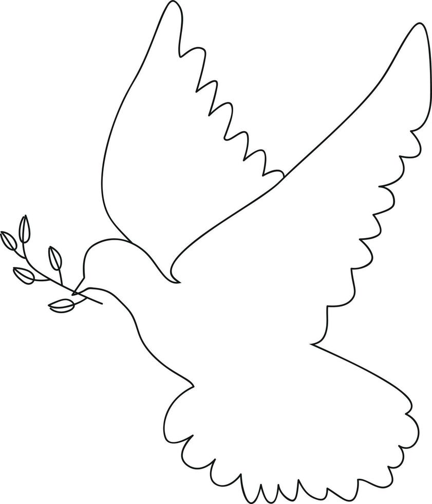Peace bird line art, peace symbol, sketch, one line drawing, silhouette vector
