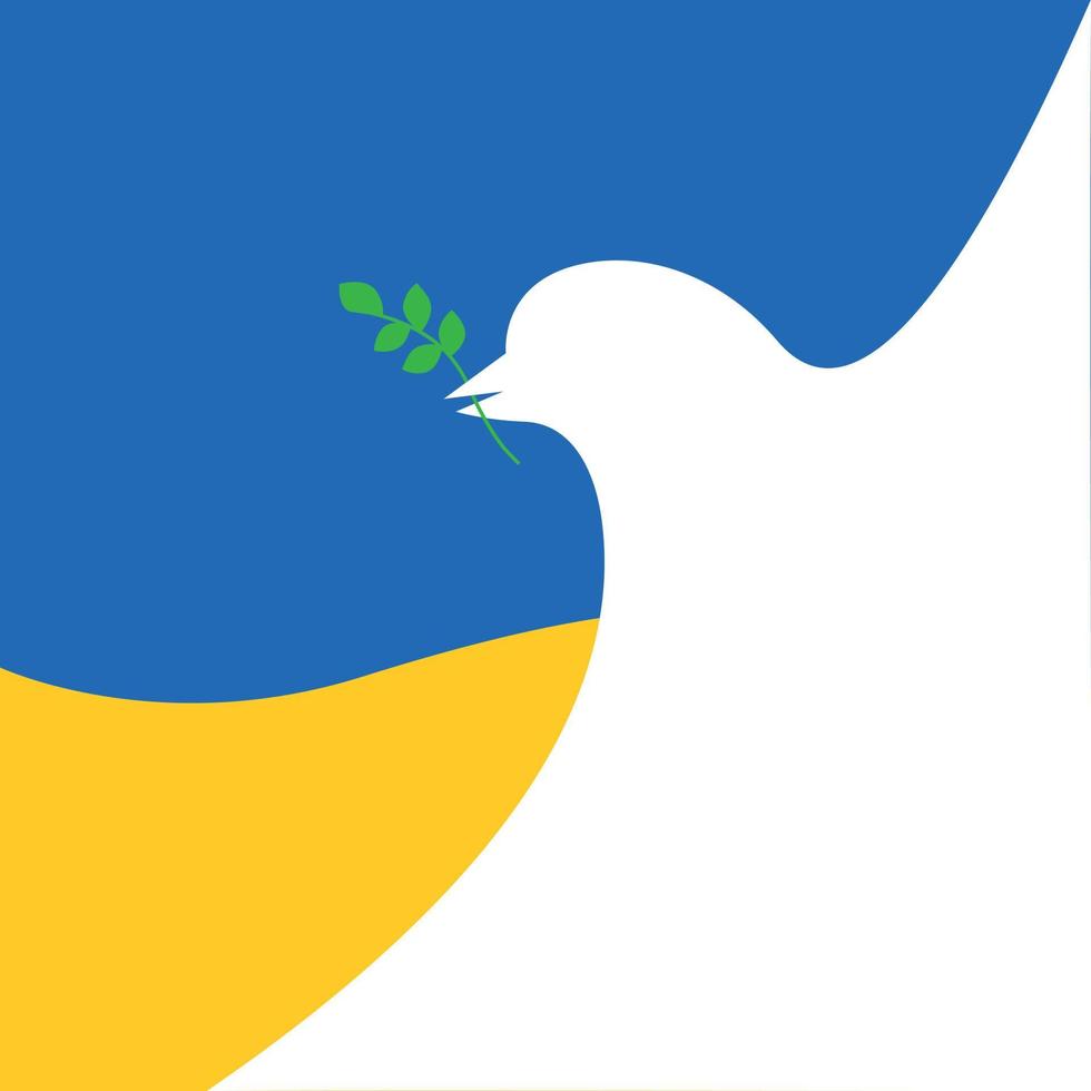 pájaro de paz sobre un fondo amarillo-azul, bandera ucraniana, símbolo de paz y libertad, apoyo a ucrania, ilustración minimalista vector