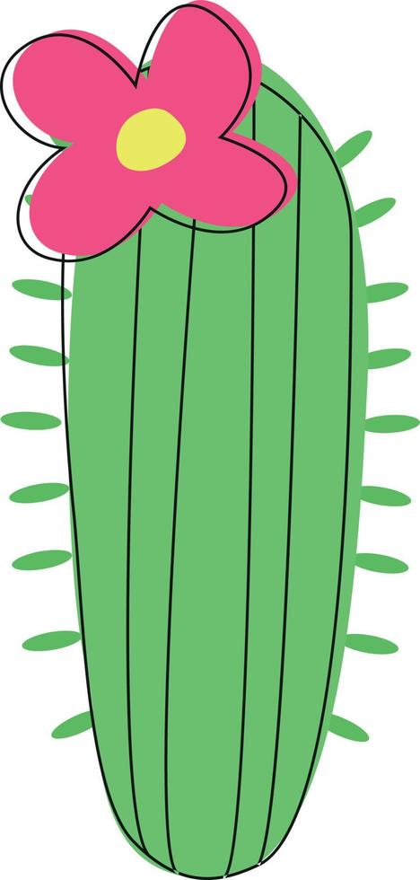 cactus florecientes en estilo plano, dibujos animados suculentos aislados en fondo blanco vector