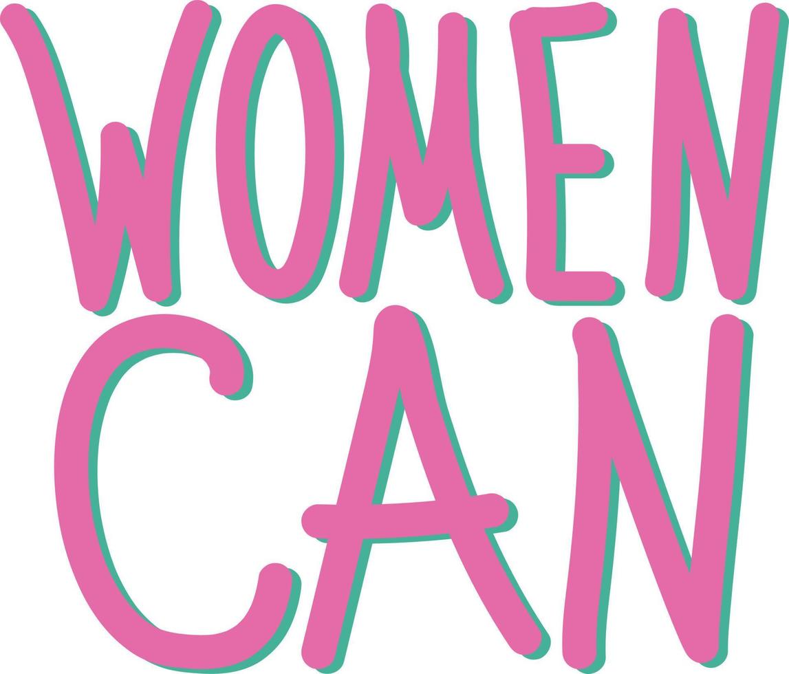 Woman can handwritten phrase, feminist quote on white background vector