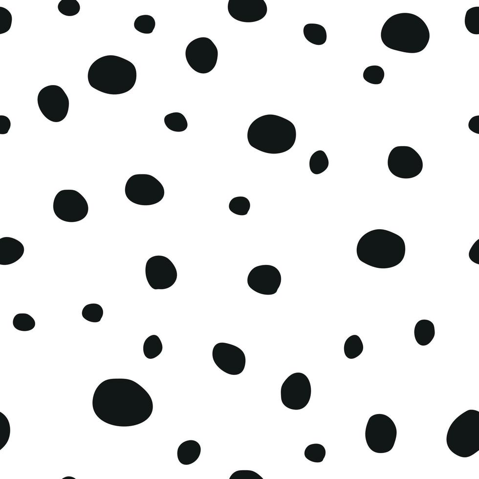 Spotted doodle pattern, black dots on a white background, circles ...