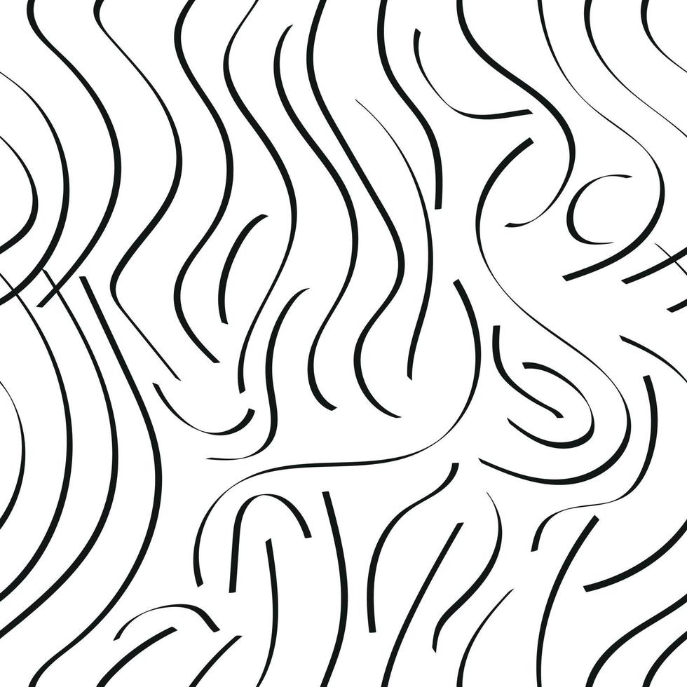 Seamless pattern of wavy lines, black and white abstract background vector