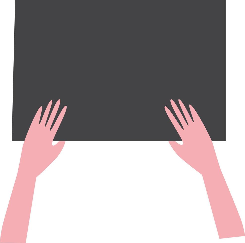 Hands holding a board with space for text, a sheet of paper with free space in cartoon hands vector