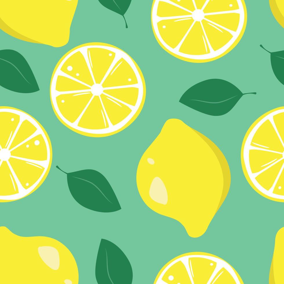 Seamless pattern lemons on a neutral background, flat style slices of lemons vector