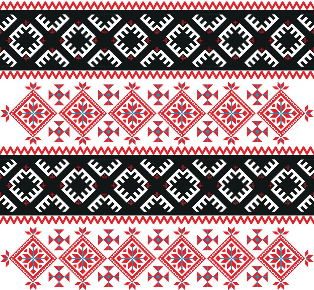 Ukrainian pattern, ribbons with ornament, black and red ethnic elements vector