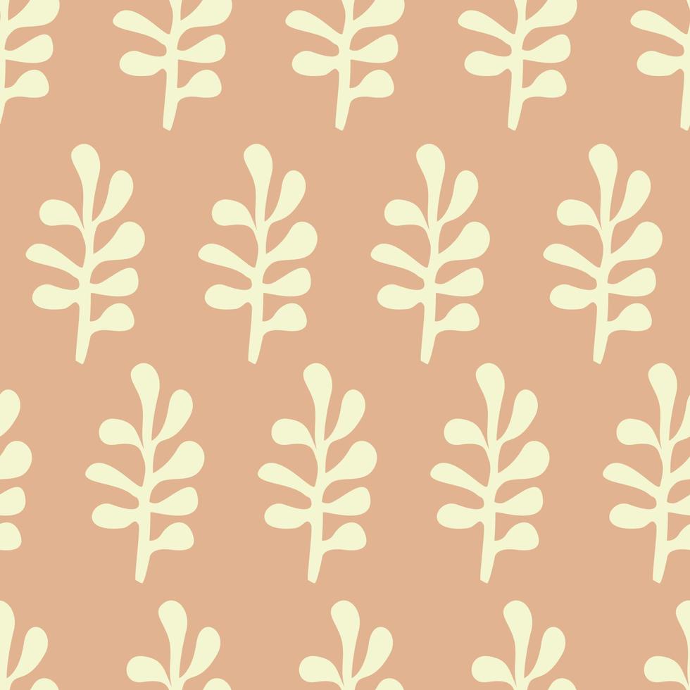 Monochrome floral seamless pattern, foliage silhouette on a beige background vector