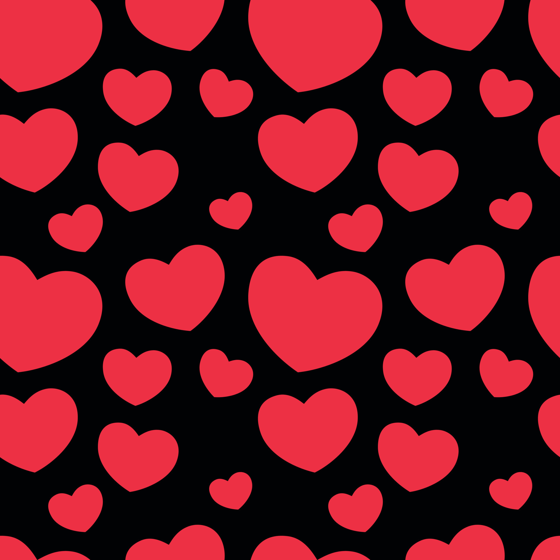 Seamless pattern of red hearts on a black background, minimalist print for  fabric or wrapping 13798007 Vector Art at Vecteezy