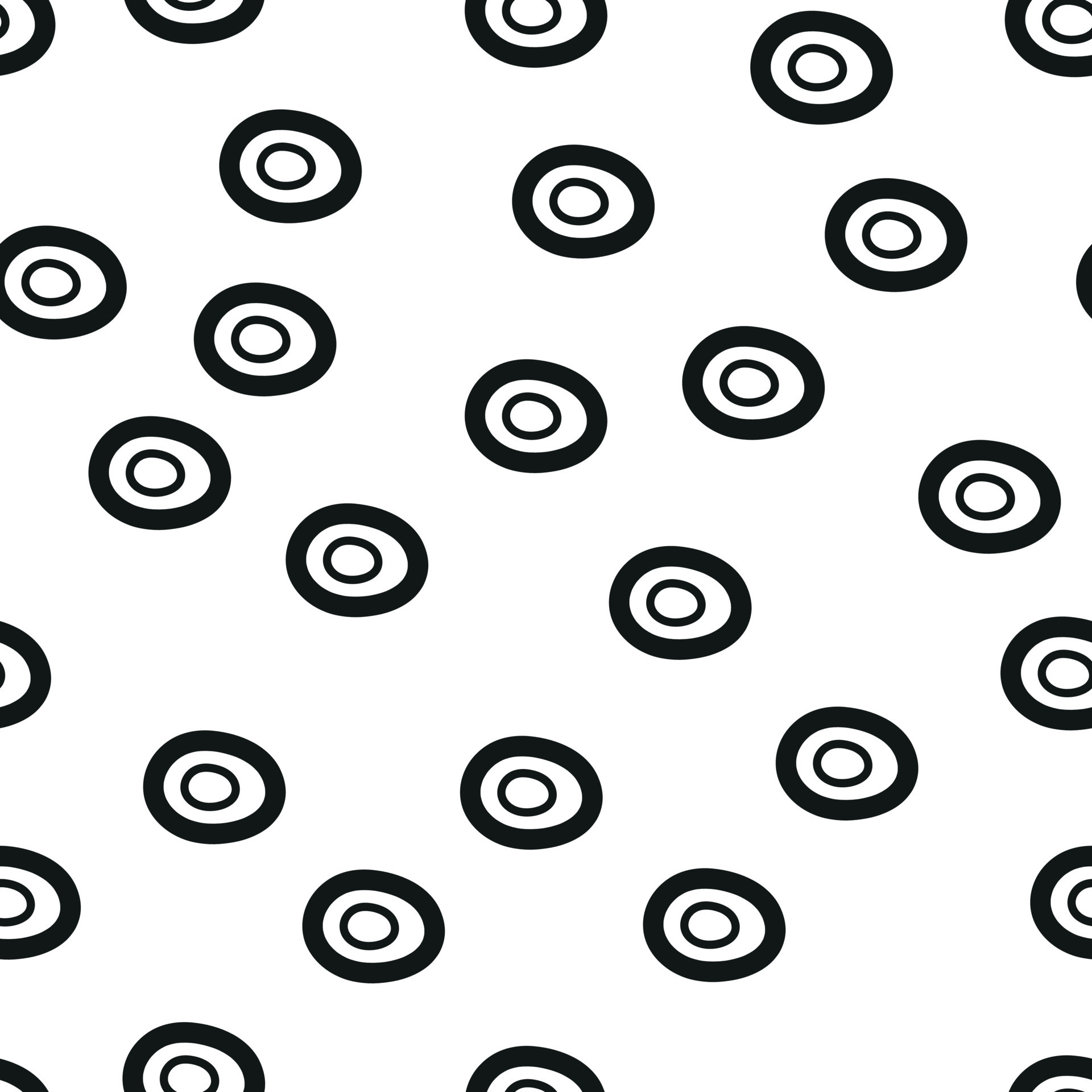 Black and white circles doodle pattern, seamless background abstract