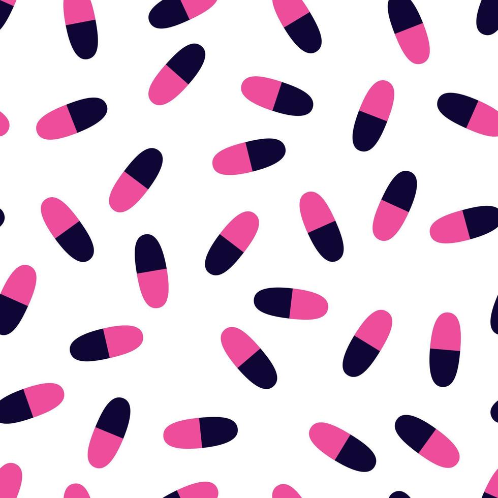 patrón abstracto de píldoras, fondo transparente de cápsulas bicolores vector