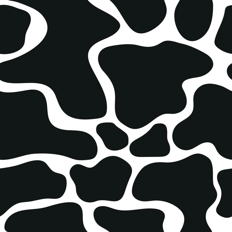 Black and white cowhide seamless pattern, monochrome animal background, pattern for fabric, wrapping or products vector