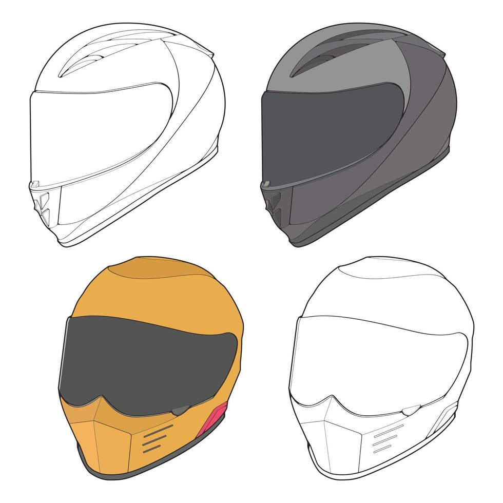 Template helmet illustration, line Art helmet Vector Illustration, Line art vector, helmet Vector.