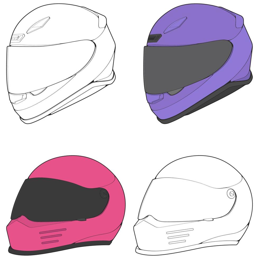 Template helmet illustration, line Art helmet Vector Illustration, Line art vector, helmet Vector.