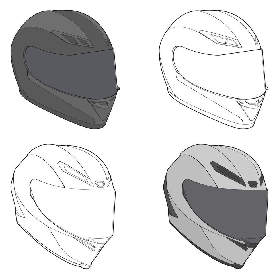 Template helmet illustration, line Art helmet Vector Illustration, Line art vector, helmet Vector.