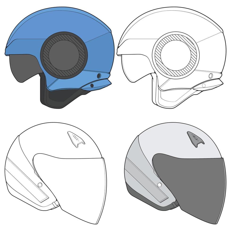 Template helmet illustration, line Art helmet Vector Illustration, Line art vector, helmet Vector.