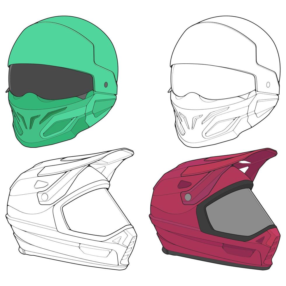 Template helmet illustration, line Art helmet Vector Illustration, Line art vector, helmet Vector.