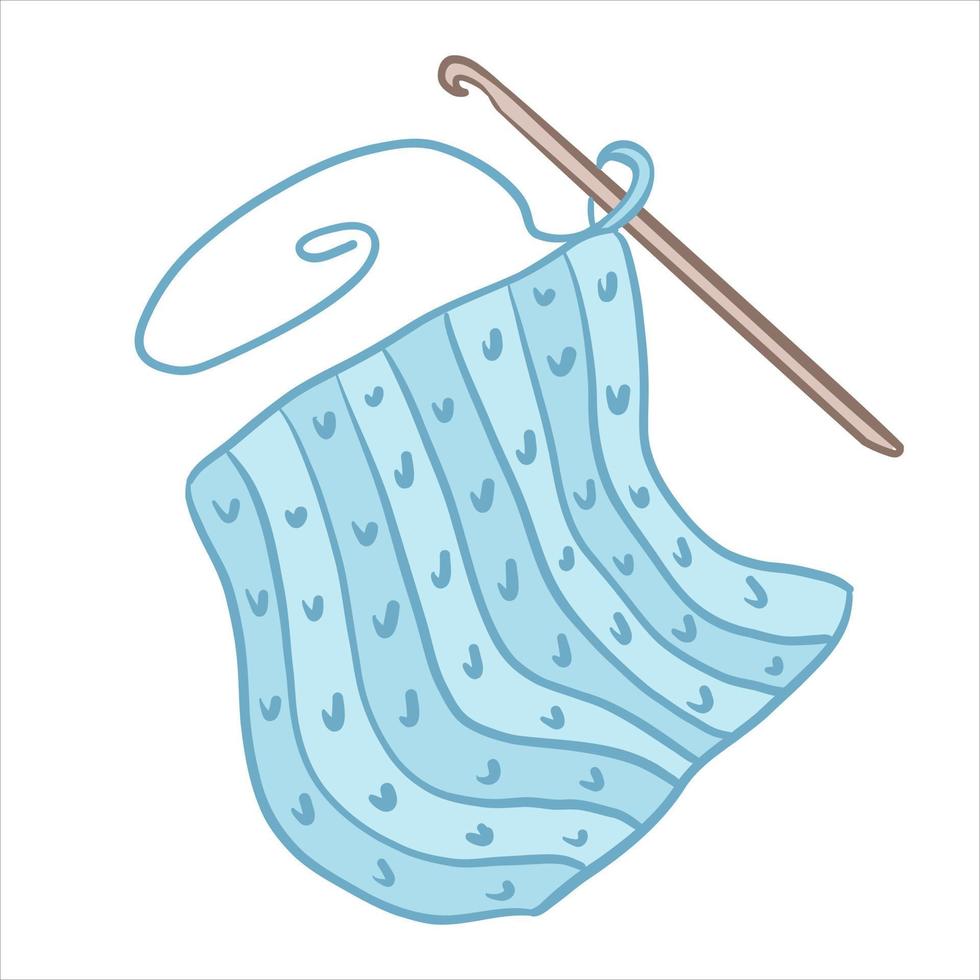 Vector color illustration of a sample of a knitted pattern on knitting crochet. Knitting hobby handmade