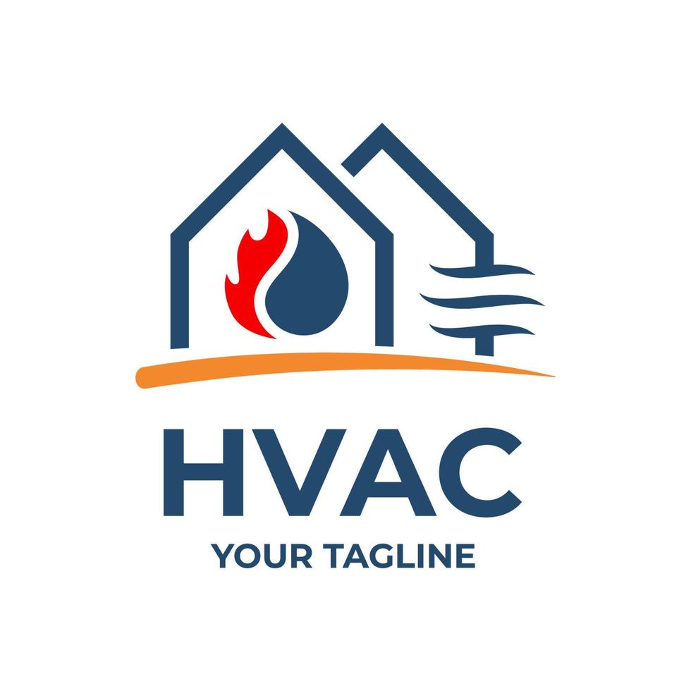 hvac, instalación del logotipo de calefacción y aire acondicionado de la casa vector