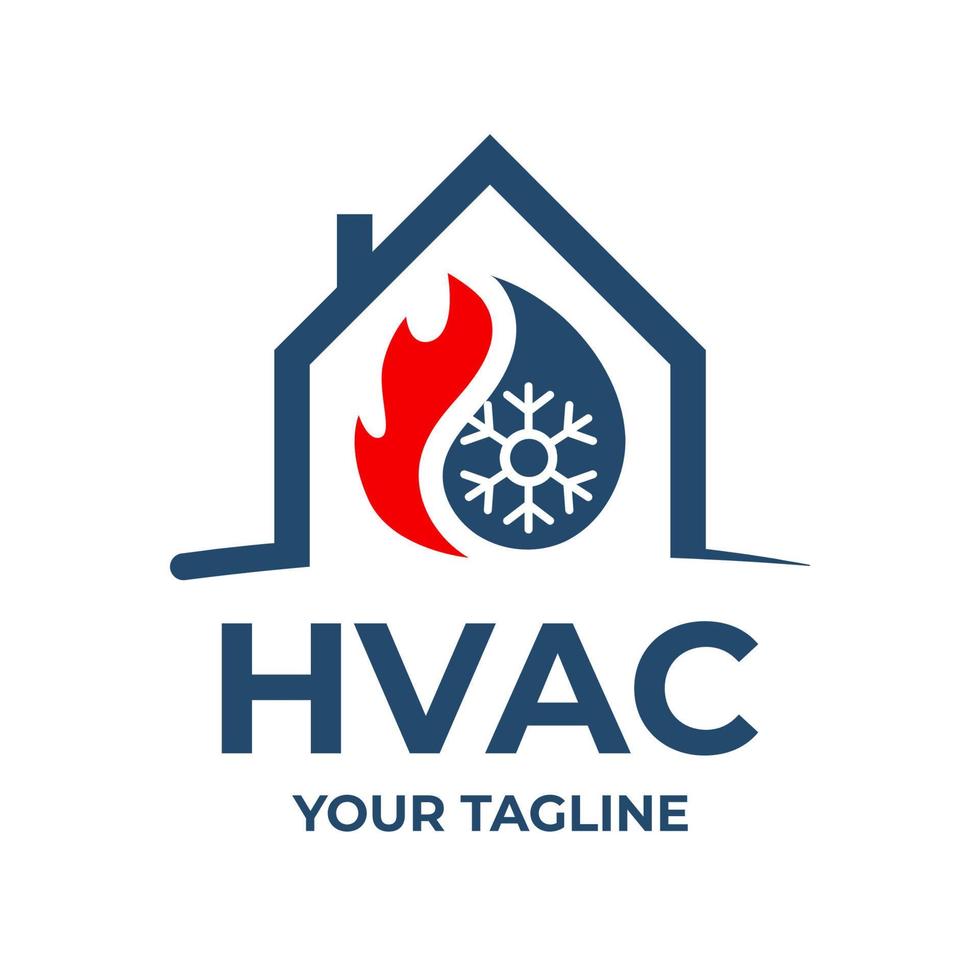 hvac, instalación del logotipo de calefacción y aire acondicionado de la casa vector