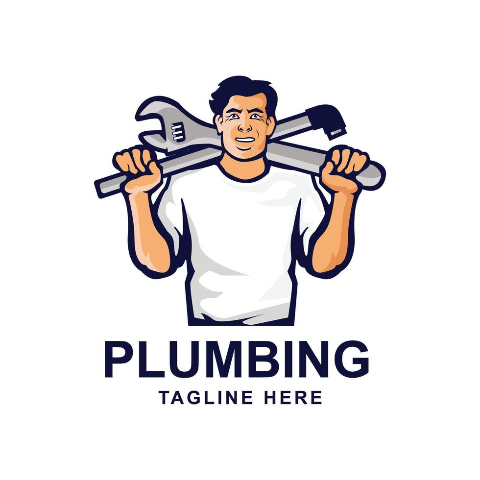 Repairman Plumbing logo template. Easy to customize vector