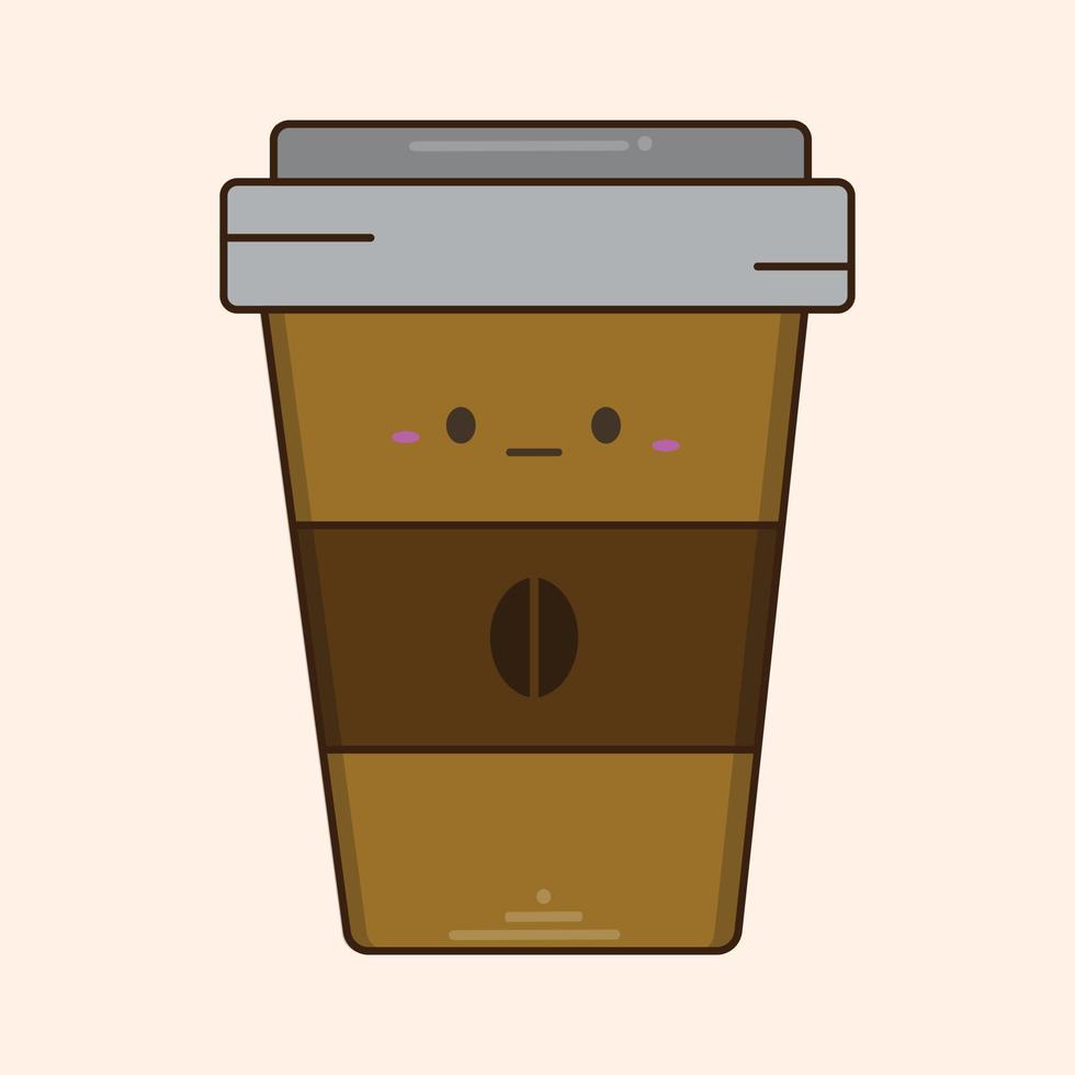 illustration of cup of coffe kawaii style vector