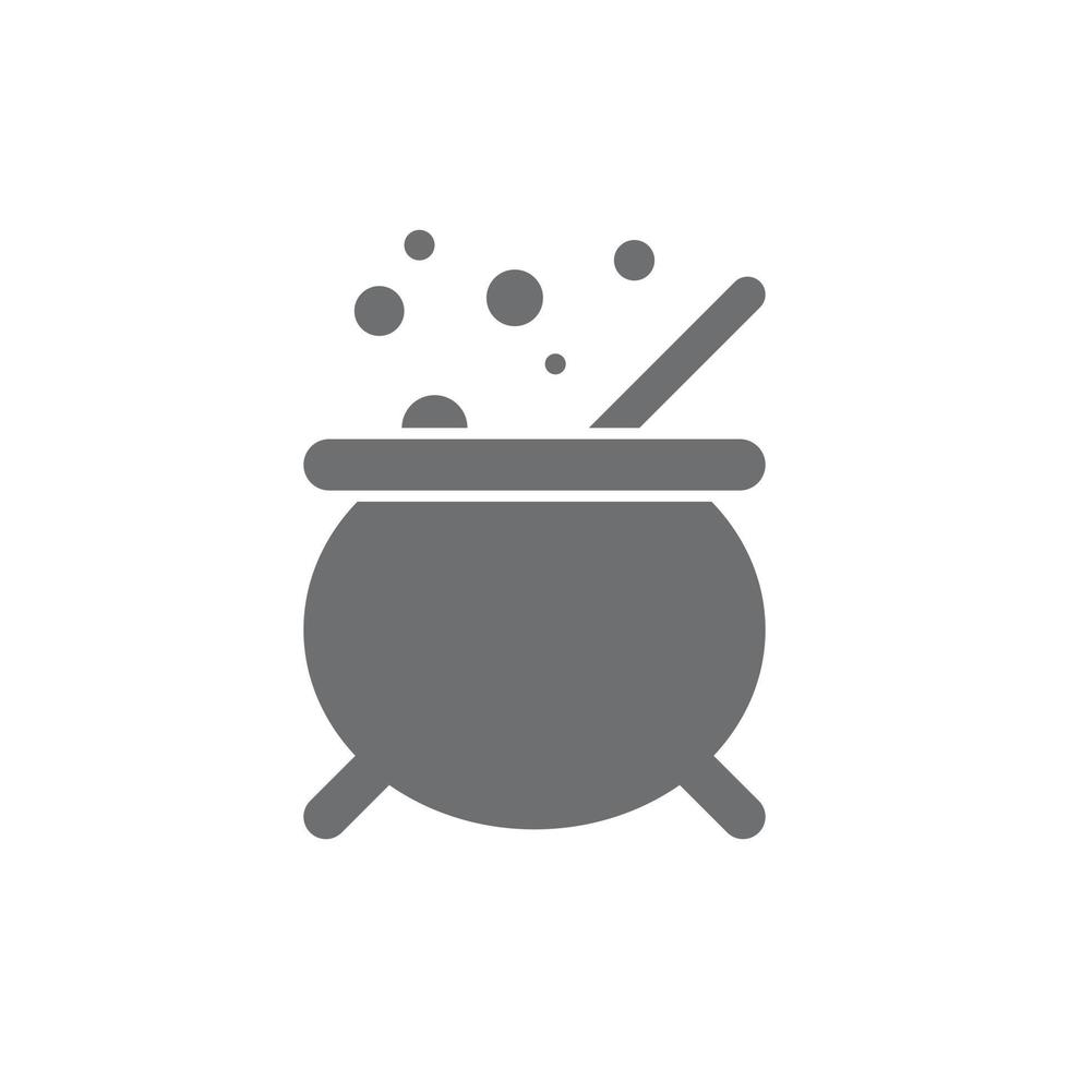 eps10 grey vector Witches cauldron with potion solid art icon isolated on white background. boiling potion symbol in a simple flat trendy modern style for your website design, logo, and mobile app