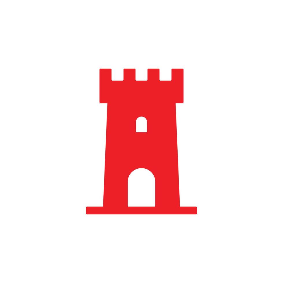 eps10 torre de castillo de vector rojo icono de arte sólido abstracto aislado sobre fondo blanco. símbolo de construcción de castillos en un estilo moderno y plano simple para el diseño de su sitio web, logotipo y aplicación móvil