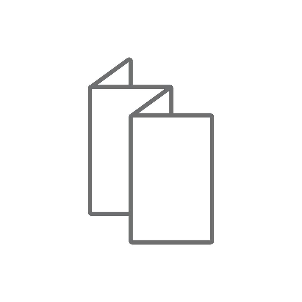 eps10 vector gris tríptico o icono de línea de folleto aislado sobre fondo blanco. Folleto de papel plegable o símbolo de folleto en un estilo moderno y plano simple para el diseño de su sitio web, logotipo y aplicación móvil