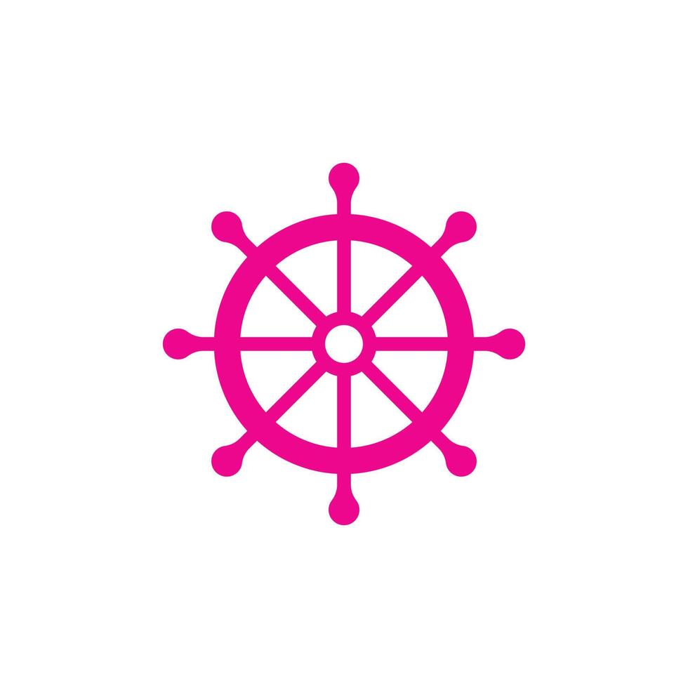 eps10 pink vector Ship steering wheel abstract art icon isolated on white background. Captain's steering symbol in a simple flat trendy modern style for your website design, logo, and mobile app