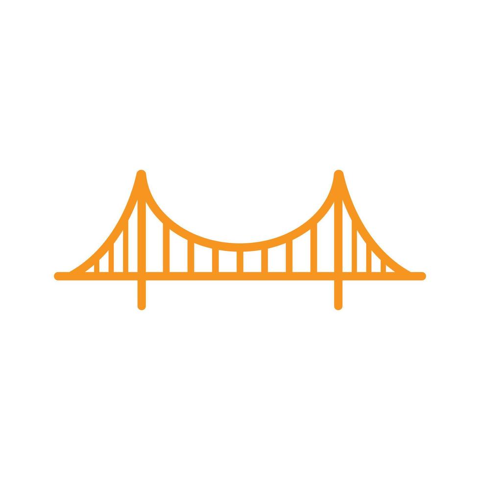 eps10 naranja vector golden gate puente línea arte icono aislado sobre fondo blanco. símbolo de esquema de puente colgante en un estilo moderno y plano simple para el diseño de su sitio web, logotipo y aplicación móvil