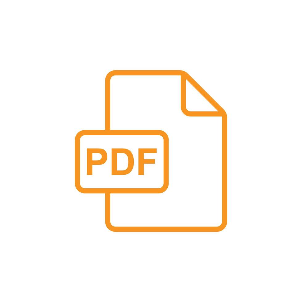 eps10 naranja vector pdf documento descargar línea arte icono aislado sobre fondo blanco. símbolo de esquema de archivo de formato pdf en un estilo moderno y plano simple para el diseño de su sitio web, logotipo y aplicación móvil