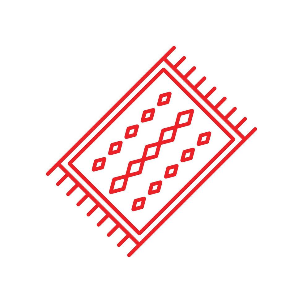 eps10 rojo vector perú alfombra línea abstracta icono de arte aislado sobre fondo blanco. símbolo de contorno de alfombra de oración en un estilo moderno y sencillo para el diseño de su sitio web, logotipo y aplicación móvil