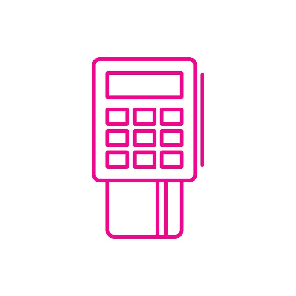 eps10 pink vector pos terminal payment line icon isolated on white background. credit card and check outline symbol in a simple flat trendy modern style for your website design, logo, and mobile app