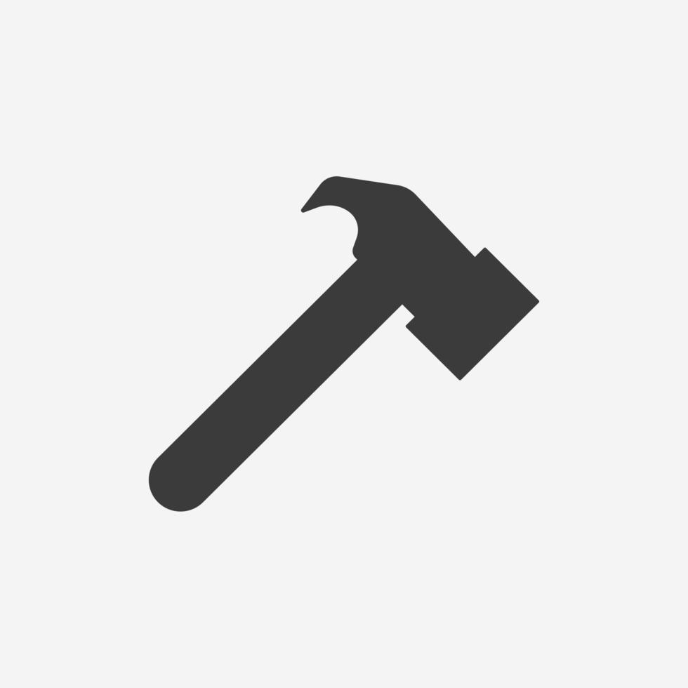 Hammer, carpenter icon vector on grey background